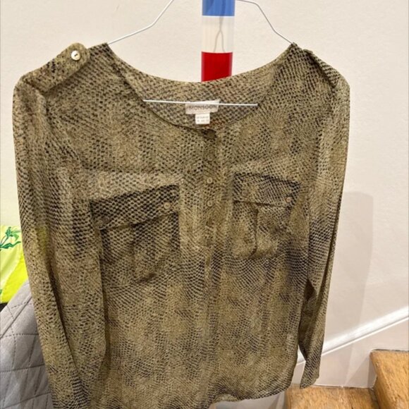 Monsoon sheer snakeskin print blouse uk16 - Picture 1 of 3